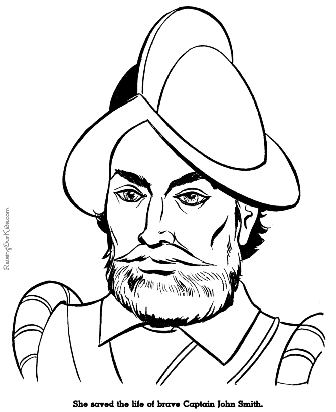 Captain john smith coloring page and picture early explorers the revolution us presidents â coloring pages american history timeline coloring pages for kids