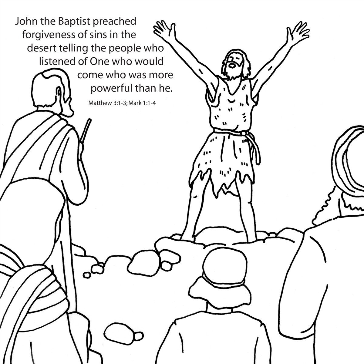 John the baptist bible coloring card by memory cross â