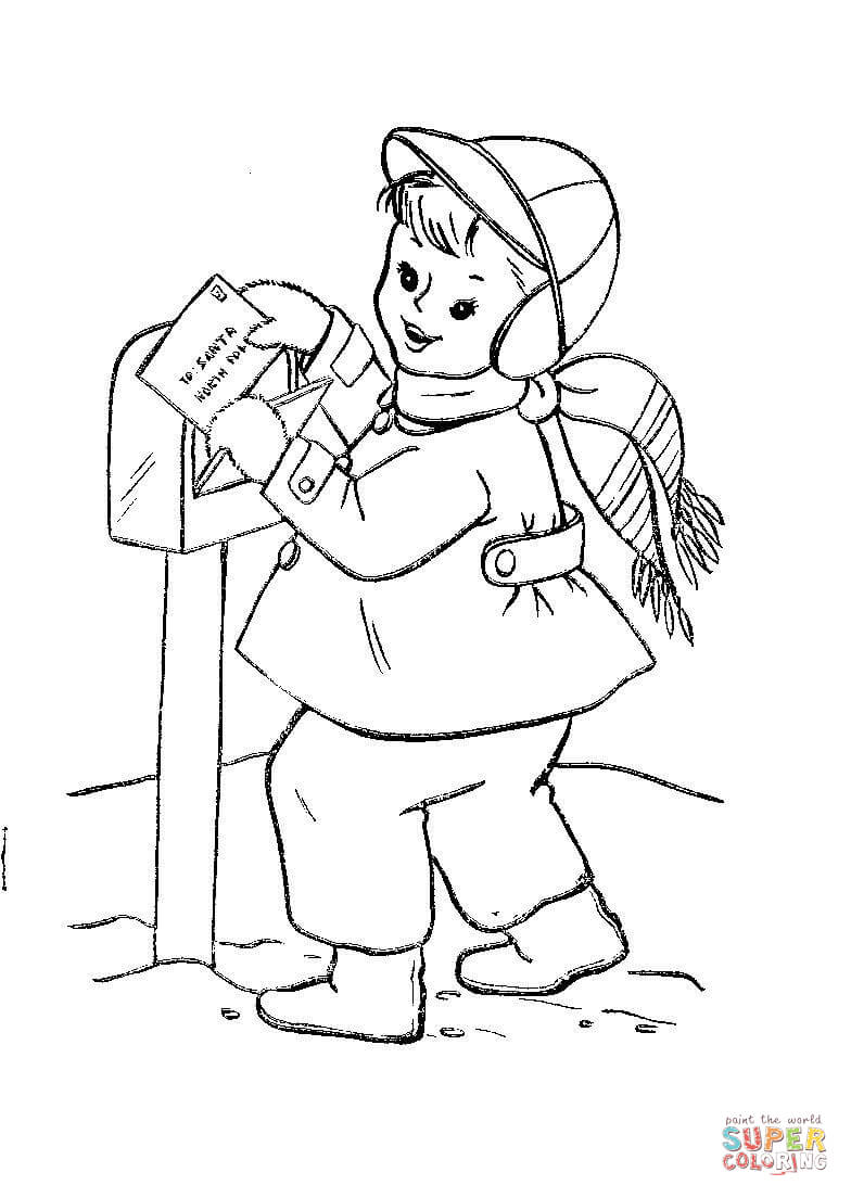 Johnny mails a letter to santa claus coloring page free printable coloring pages