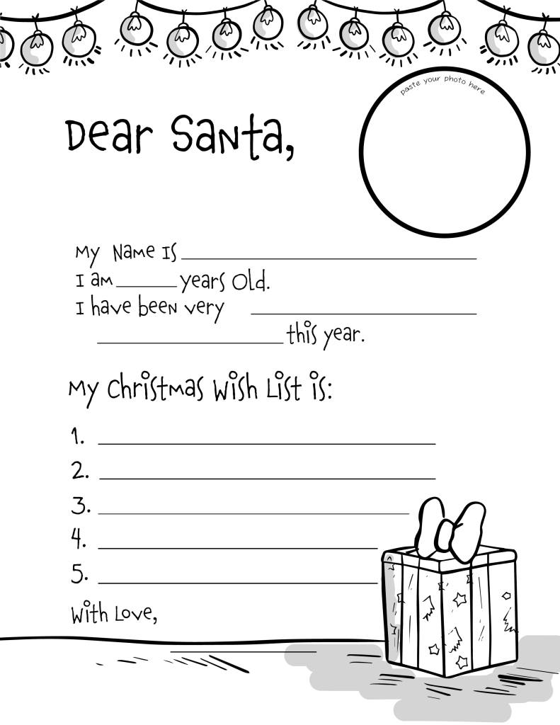 Free printable letter to santa loring pages stamps and envelopes