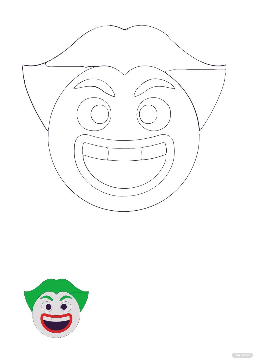 Free joker smiley coloring page