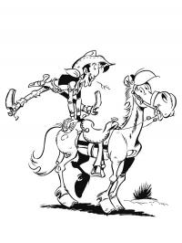 Lucky luke and jolly jumper coloring page