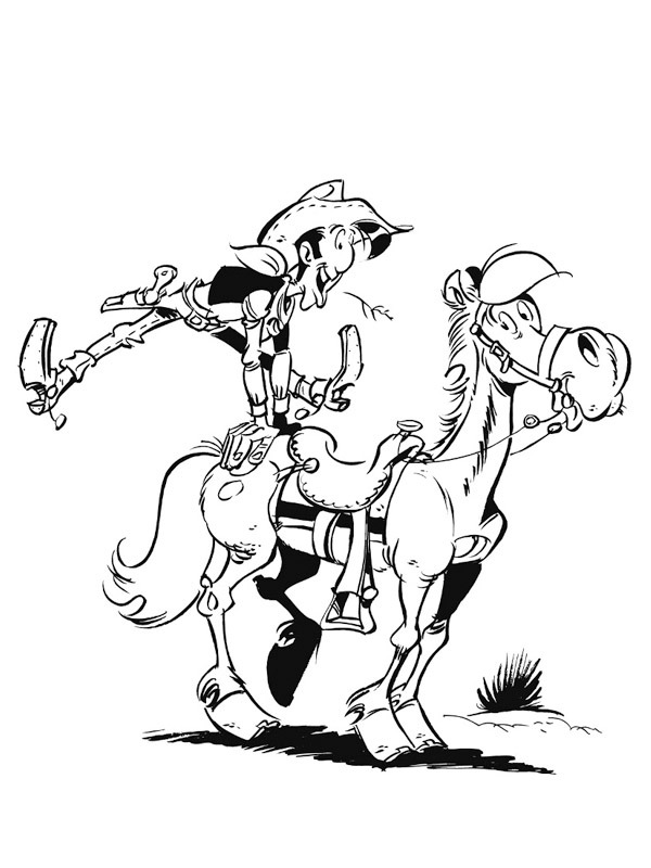 Lucky luke and jolly jumper coloring page