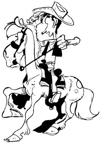 Lucky luke is riding on the horse coloring page free printable coloring pages