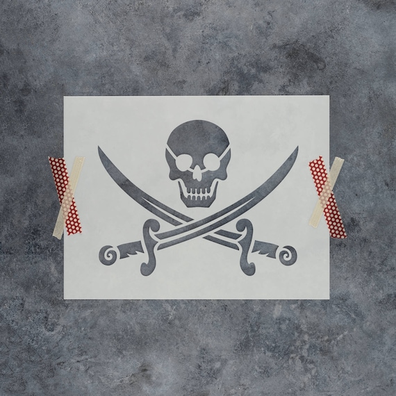 Pirate stencil reusable pirate stencil large pirate stencils pirates stencil for pirates pirate skull stencil jolly roger stencil