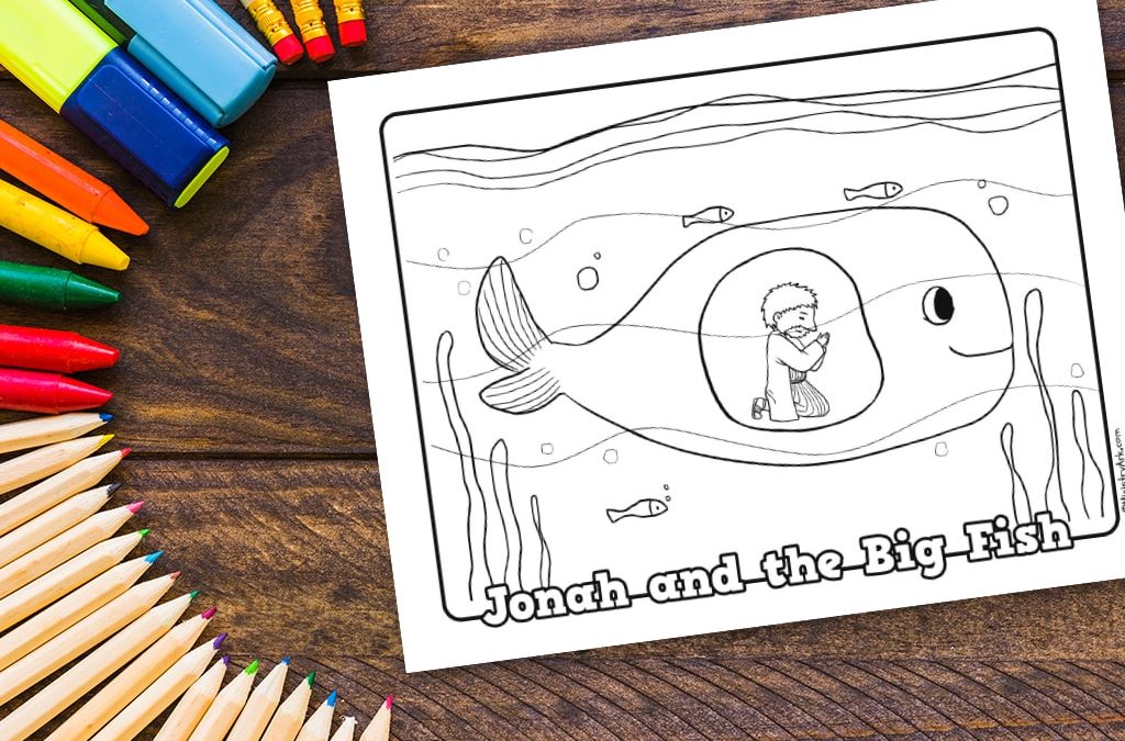 Jonah and the big fish printable coloring sheet â