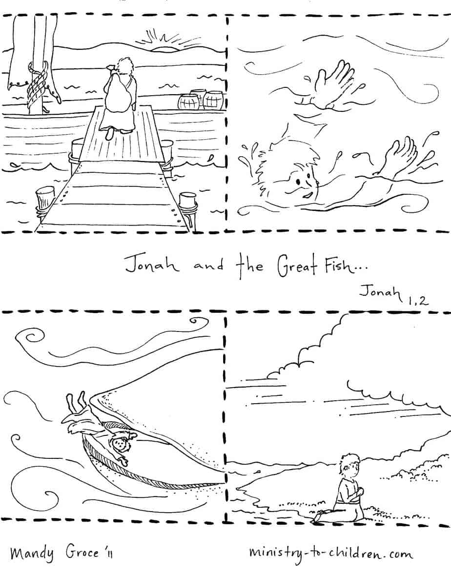 Jonah and the whale coloring pages