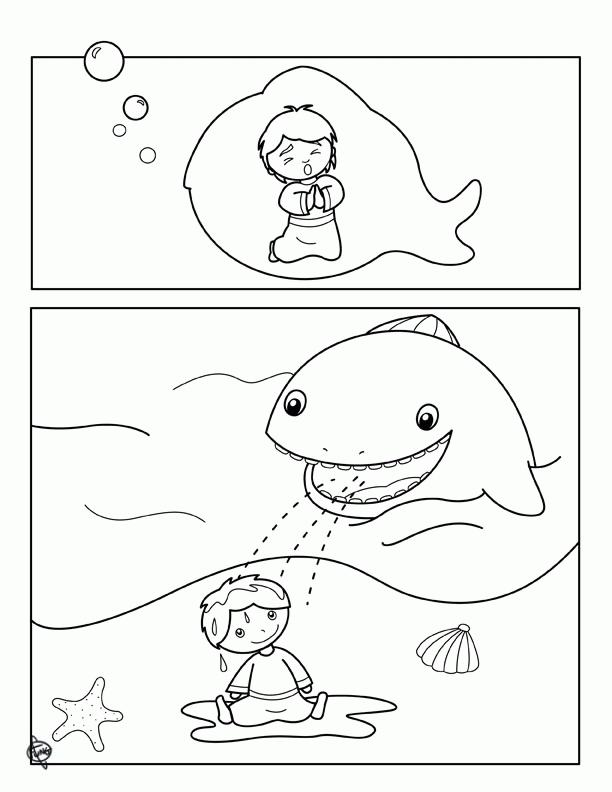 Jonah and the whale coloring page
