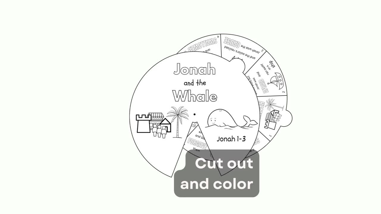Rueda para colorear de jonãs y la ballena lecciãn de escuela dominical imprimible manualidad de jonãs y la ballena para niãos actividad bãblica