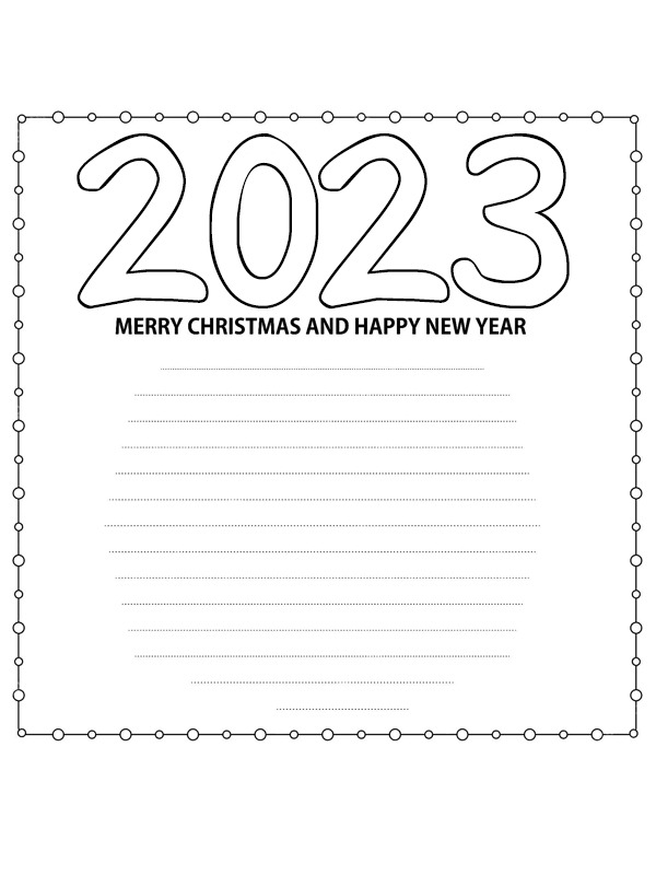 Merry christmas and happy new year coloring page
