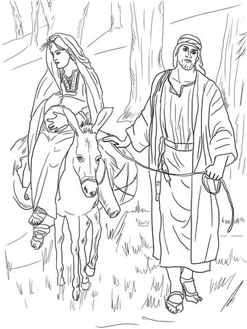 Maria e josã na estrada para belãm pãgina para colorir pãginas para colorir natal pãginas de colorir da bãblia pãginas de colorir animais