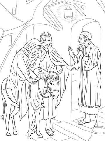 No room at the inn for mary and joseph coloring page free printable coloring pages