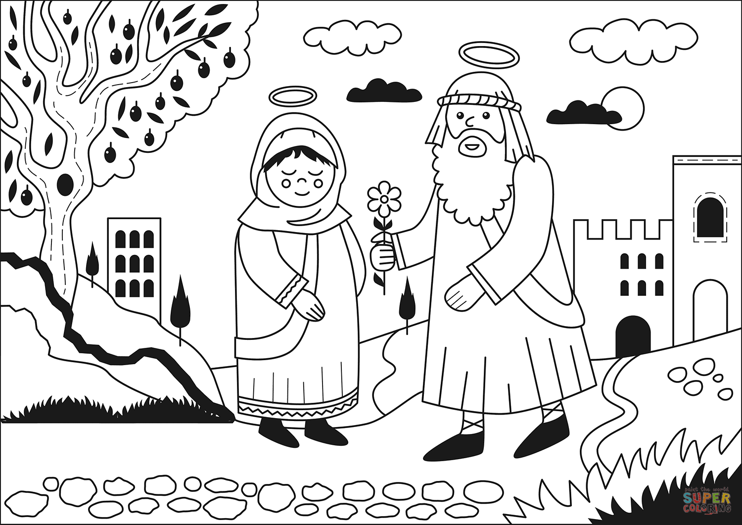 Mary and joseph coloring page free printable coloring pages