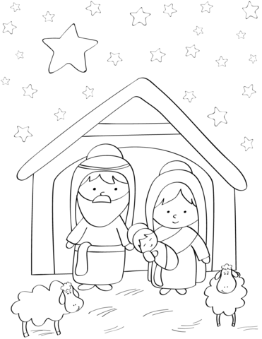 Mary joseph and baby jesus coloring page free printable coloring pages