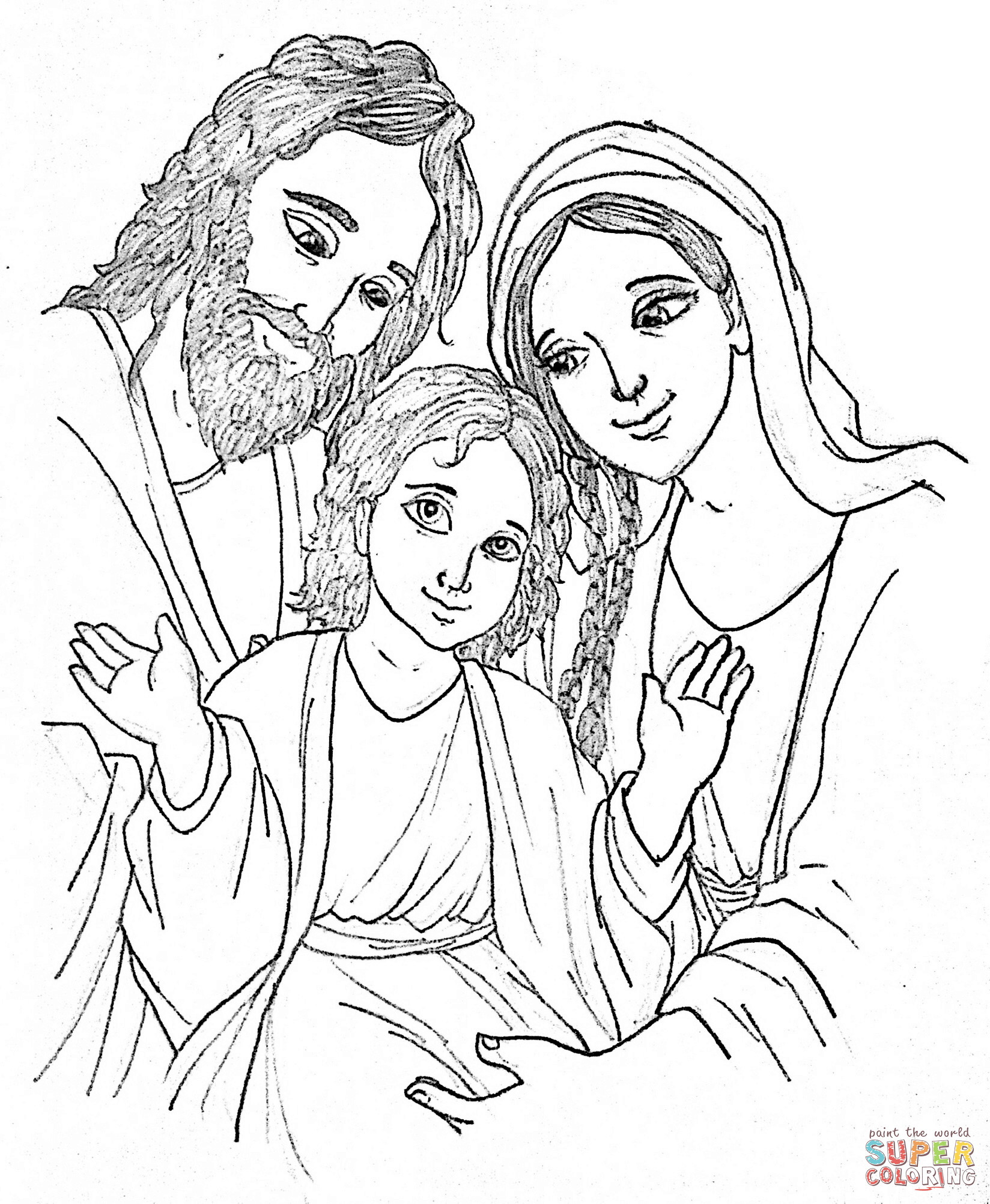 Joseph jesus and mary coloring page free printable coloring pages