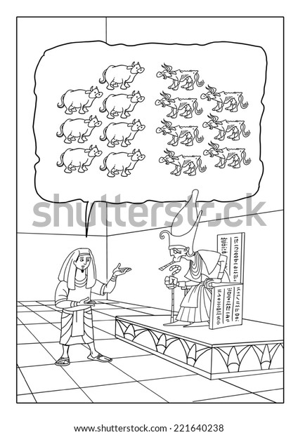 Joseph interprets pharaohs dreams about seven stock illustration