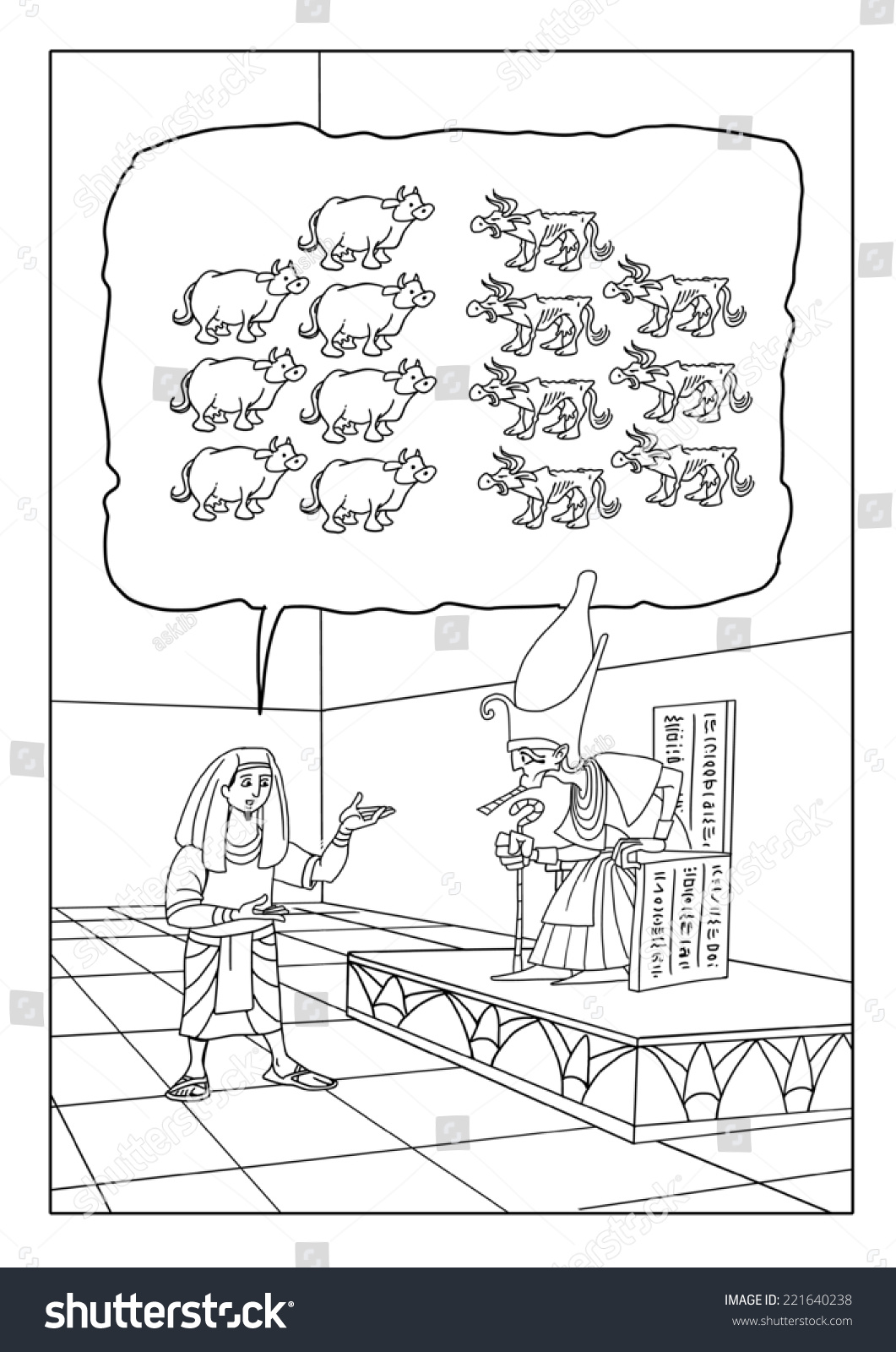 Joseph interprets pharaohs dreams about seven stock illustration