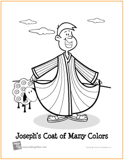 Josephs coat of many colors free printable coloring page
