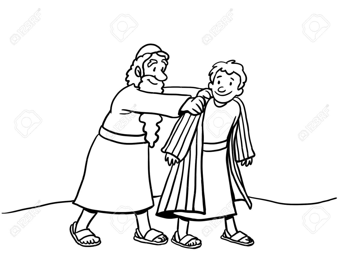 Coloring page of joseph wearing coat stock photo picture and royalty free image image