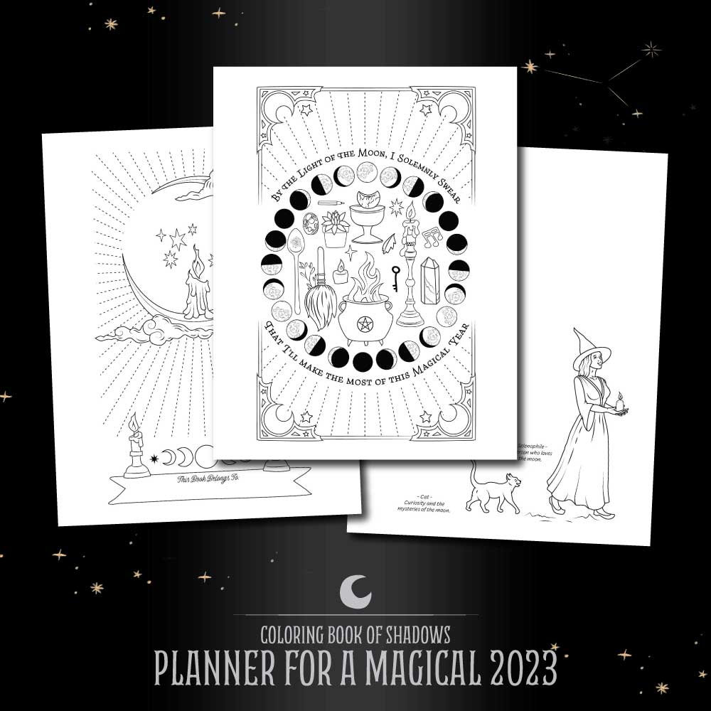 Coloring book of shadows planner for a magical