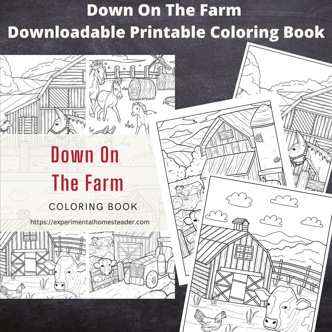 Down on the farm printable downloadable coloring book