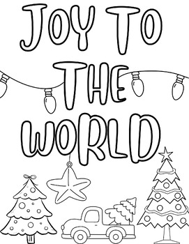 Joy to the world coloring sheet by sara webster tpt