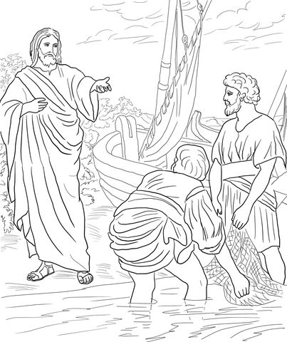 Jesus calls the first disciples coloring page jesus coloring pages bible coloring pages sunday school coloring pages