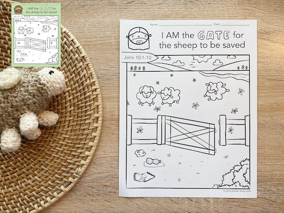 I am the gate for the sheep bible verse coloring sheet printable sunday school all about jesus the good shepherd memory verse download