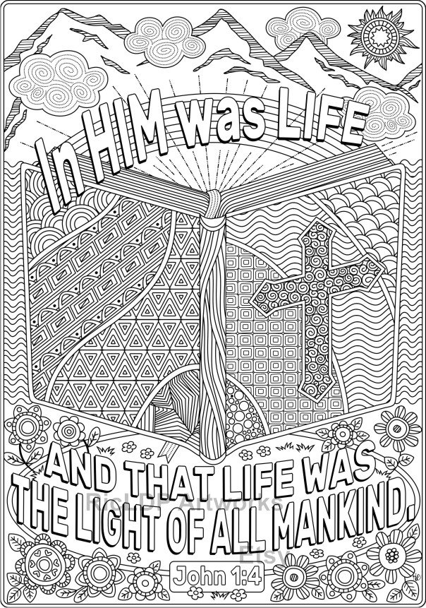 Coloring pages from john bible coloring sheets john and i am the way truth life digital download download now