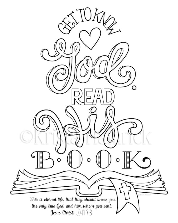 Get to know god read his book coloring page x bible journaling tip