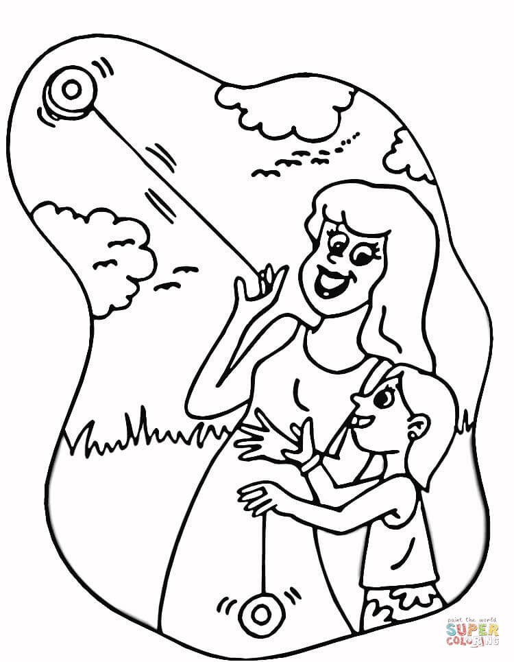 Playing yoyo coloring page free printable coloring pages