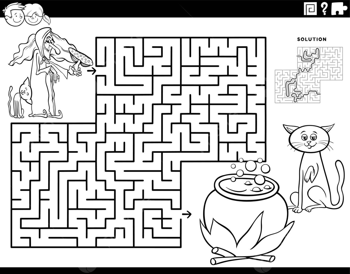 Dibujo de pãgina para colorear un juego laberinto con temãtica brujas caldero vector png dibujos dibujo de bruja dibujo de anillo dibujo de laberinto png y vector para dcargar gratis