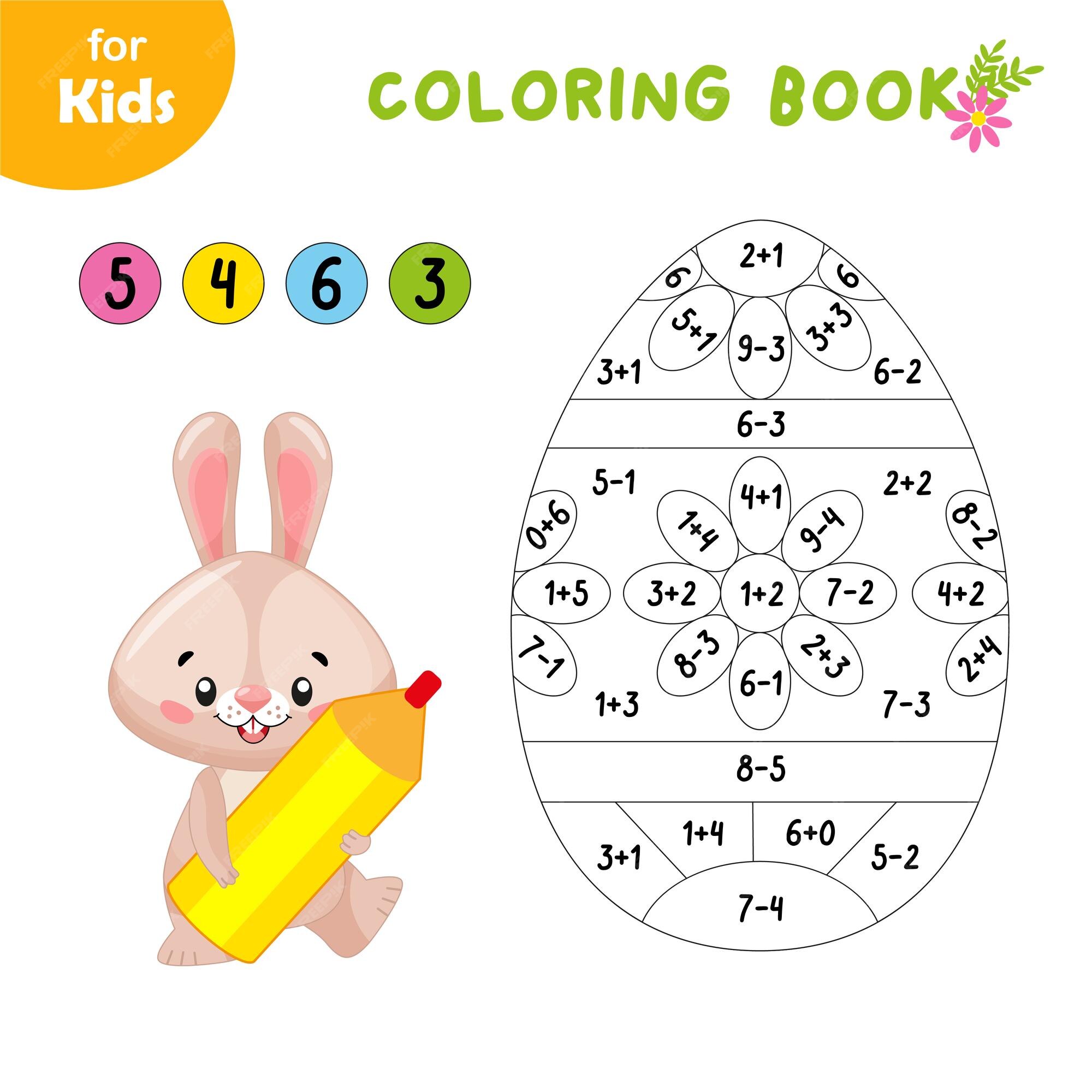 Juegos educativos para niãos matemãticas ayuda al conejito a colorear el huevo vector premium