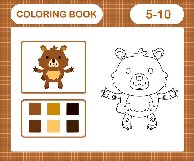 Dibujos para colorear del lindo juego educativo de osos para niãos de y aãos vector premium