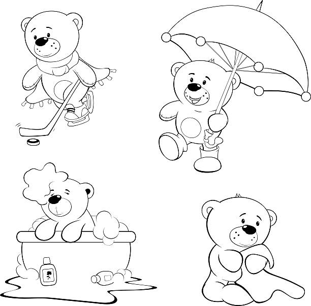 Ilustraciãn de juego de osos libro para colorear y mãs vectores libres de derechos de colorear