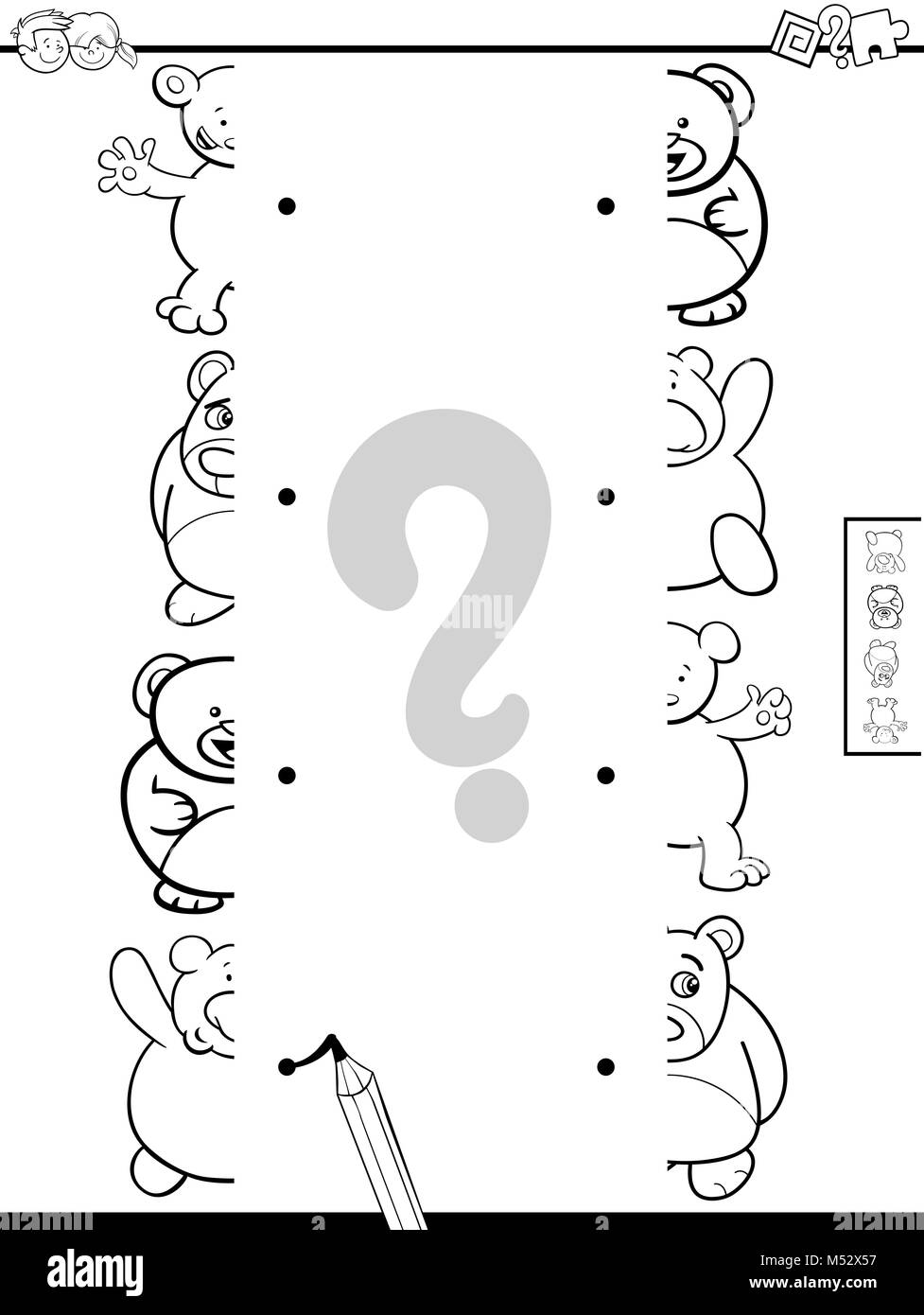 Coinciden con las mitad de osos juego coloring book fotografãa de stock
