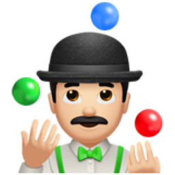 Man juggling light skin tone emoji uf uffb ud u ufef
