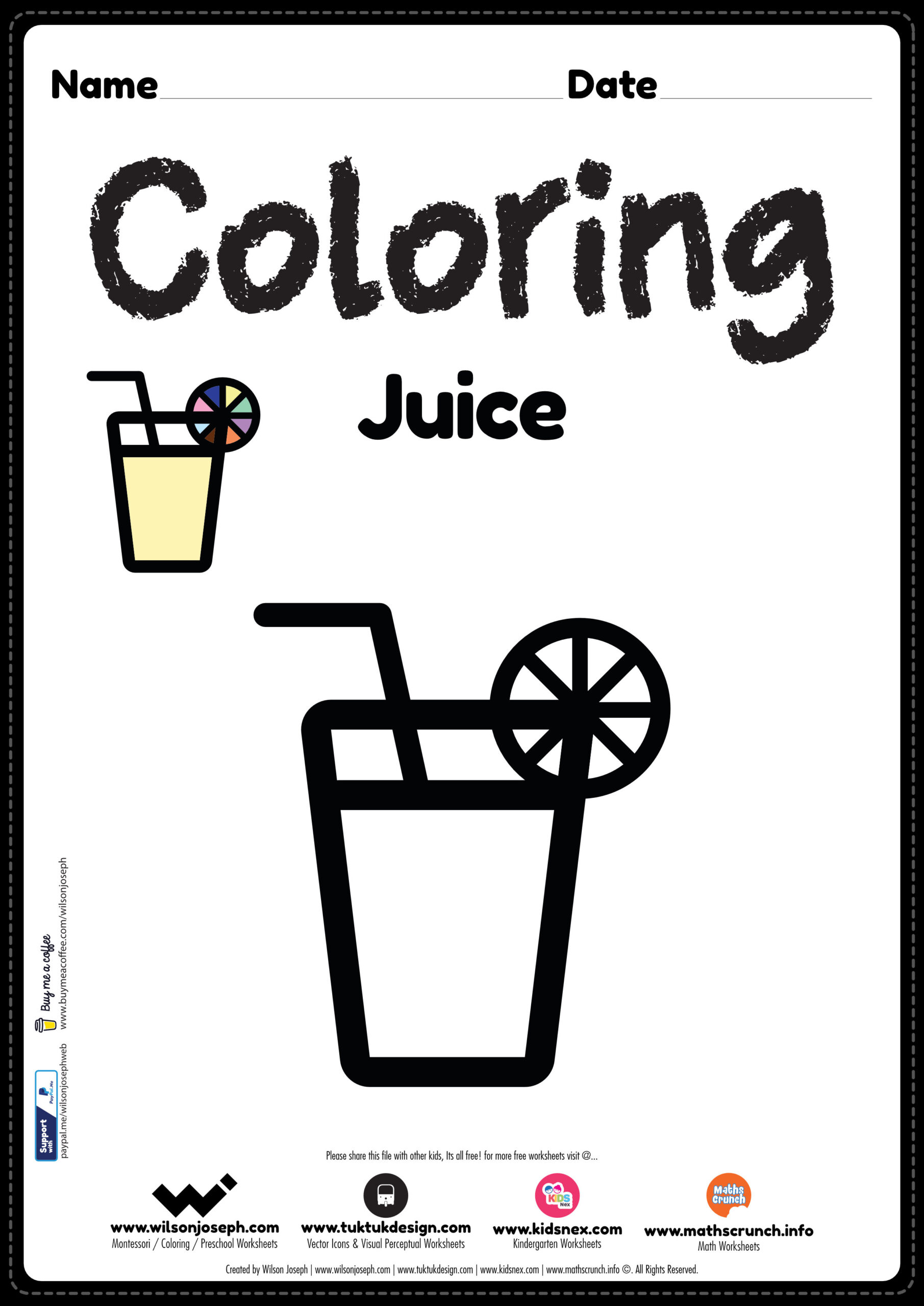 Juice coloring page