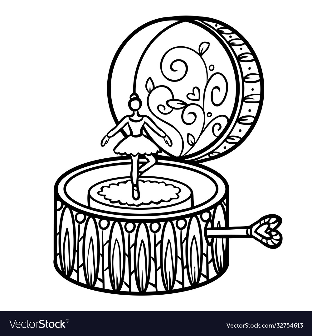 Coloring book ballerina music box royalty free vector image