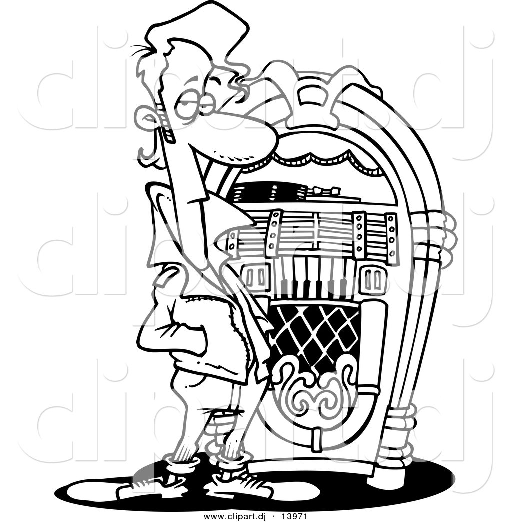 Vector of cartoon greaser by a juke box