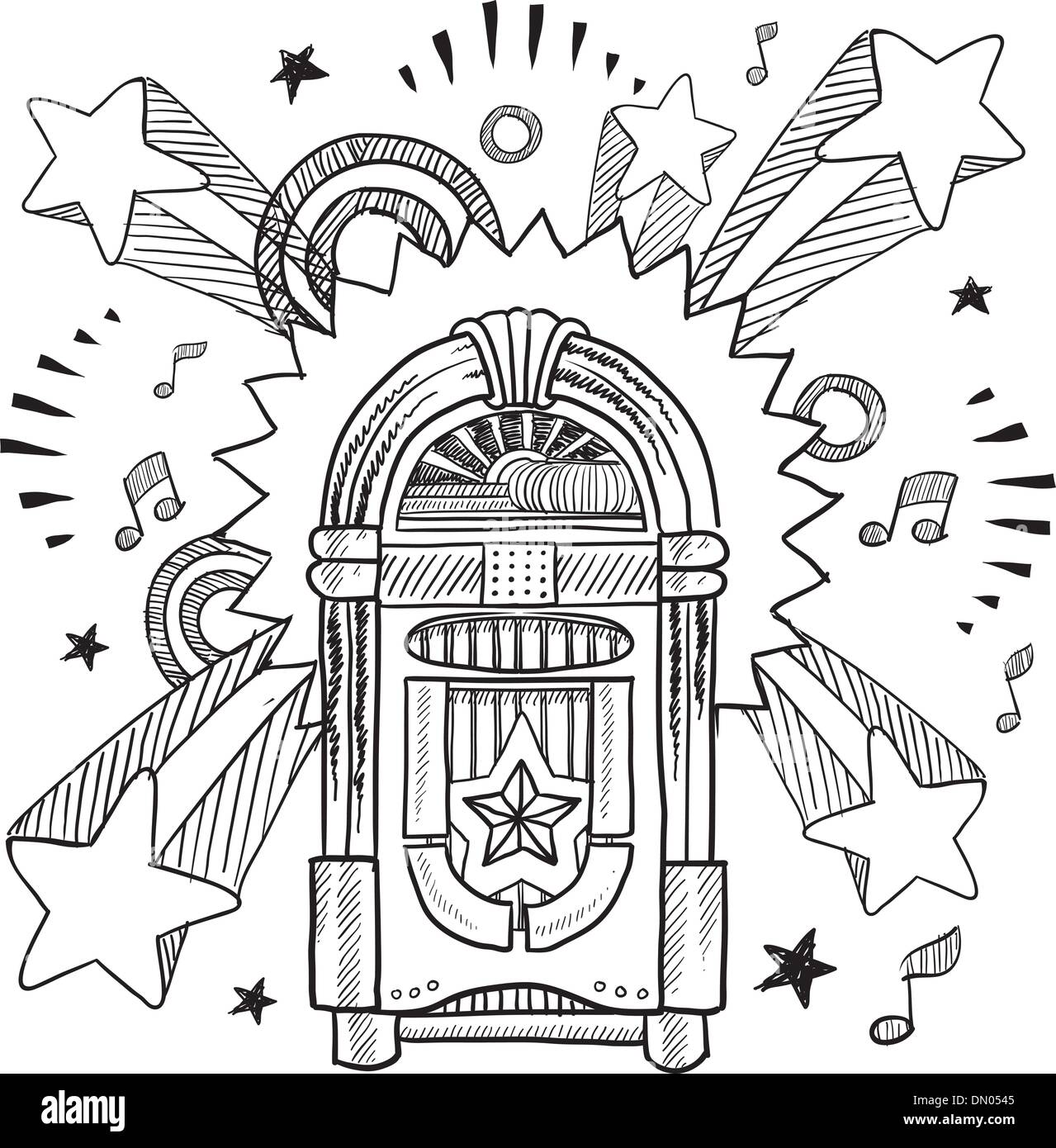 Retro jukebox vector sketch stock vector image art