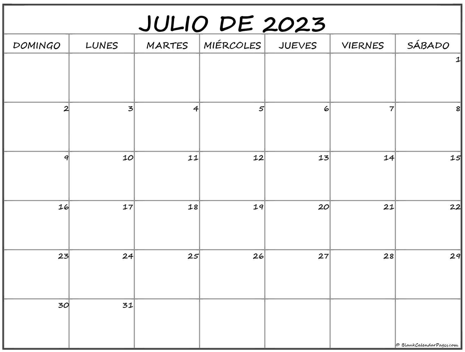 Julio de calendario gratis calendario julio