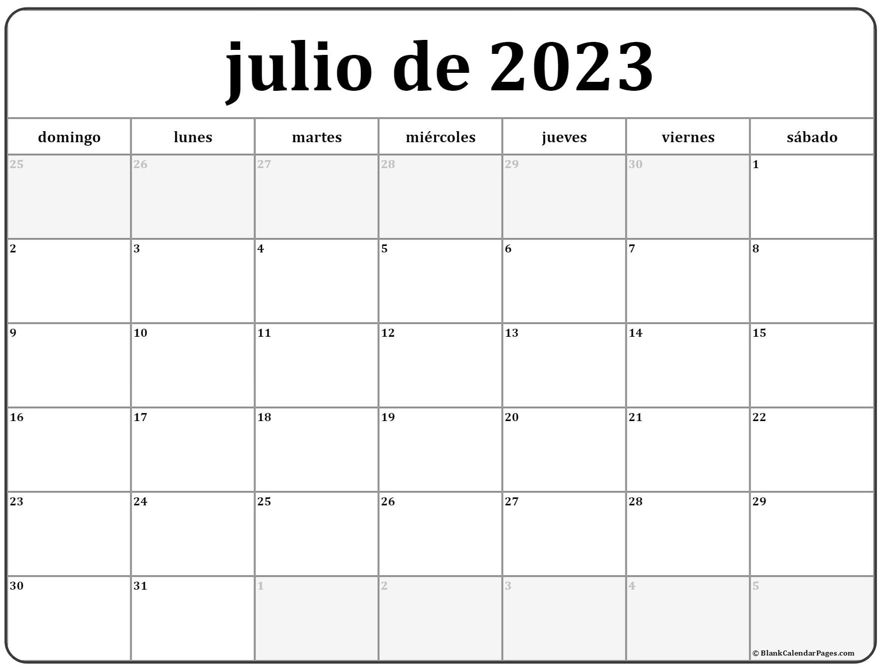 Julio de calendario gratis calendario julio