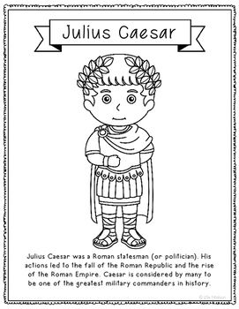Julius caesar coloring page or poster history projects world history lessons history classroom