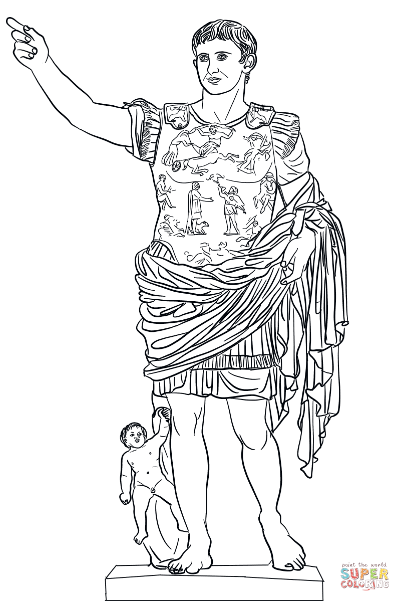 Augustus caesar statue augustus of prima porta coloring page free printable coloring pages