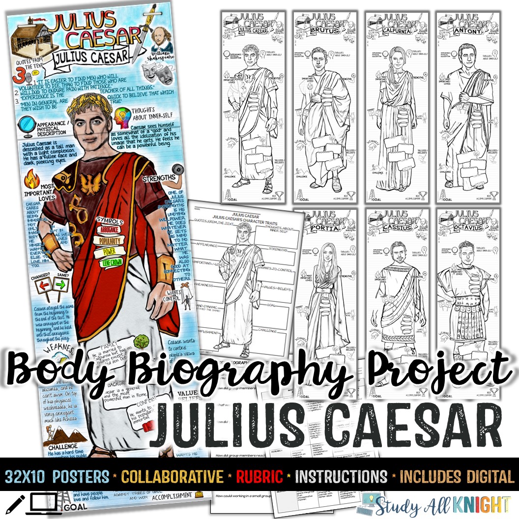 Julius caesar body biography project bundle for print and digital