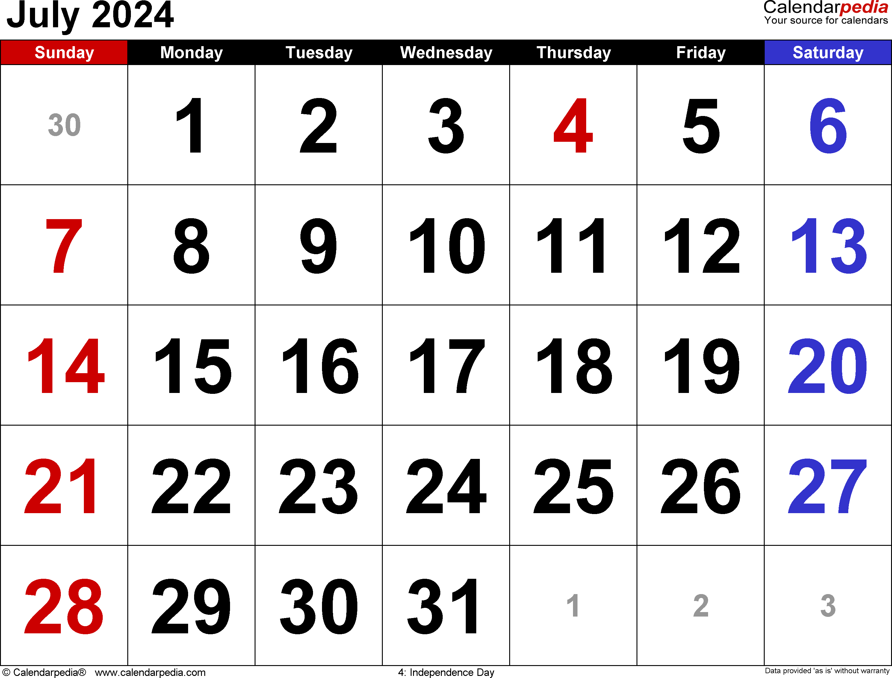 July calendar templates for word excel and pdf