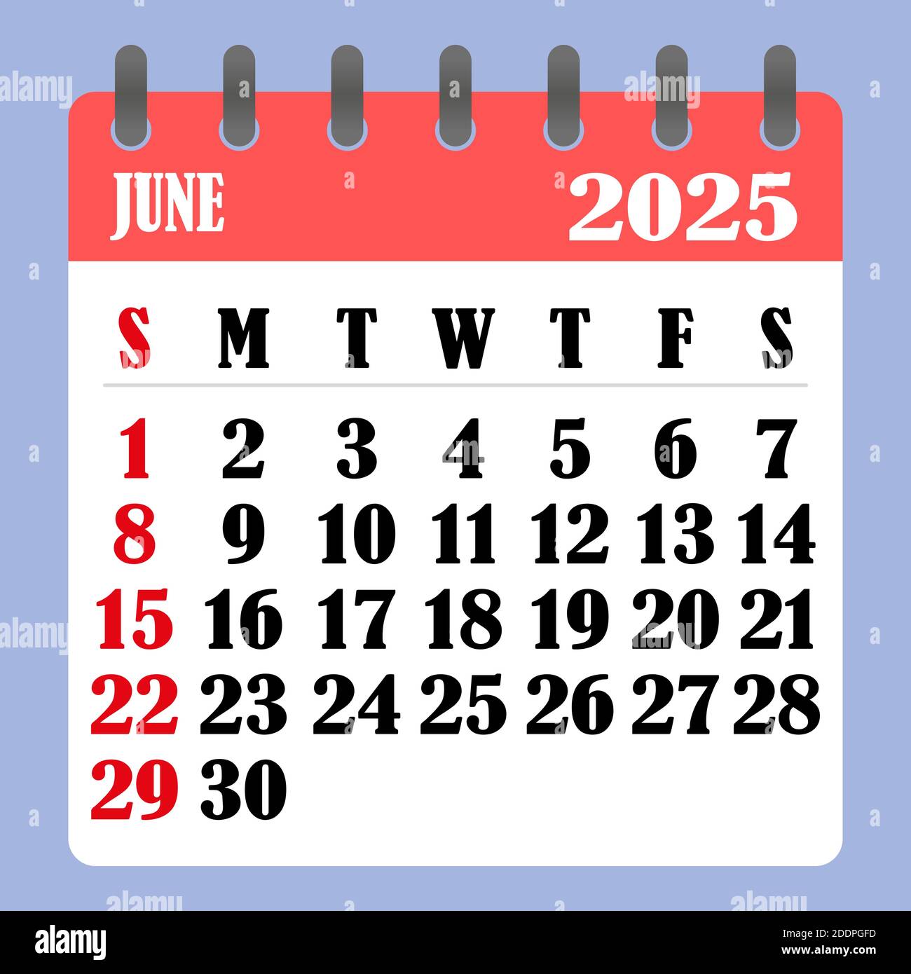 Letter calendar for june the week begins on sunday time planning and schedule concept flat design removable calendar for the month vector i stock vector image art
