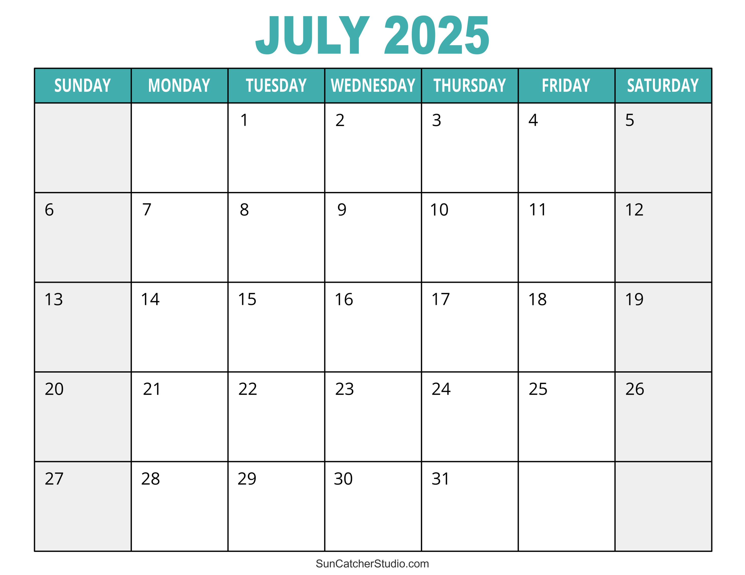 July calendar free printable â diy projects patterns monograms designs templates