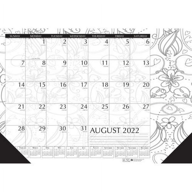 House of doolittle academic doodle monthly desk pad calendar